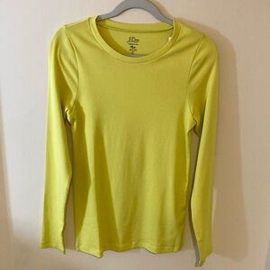 NWT J. Crew Perfect-fit Long Sleeve Crewneck T-shirt Yellow-lime L